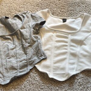 SHEIN Gray and White Short Sleeve Tees